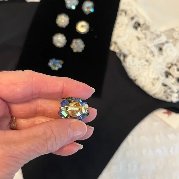 Vendome and Aurora Borealis clip earrings - Picture 2 of 3